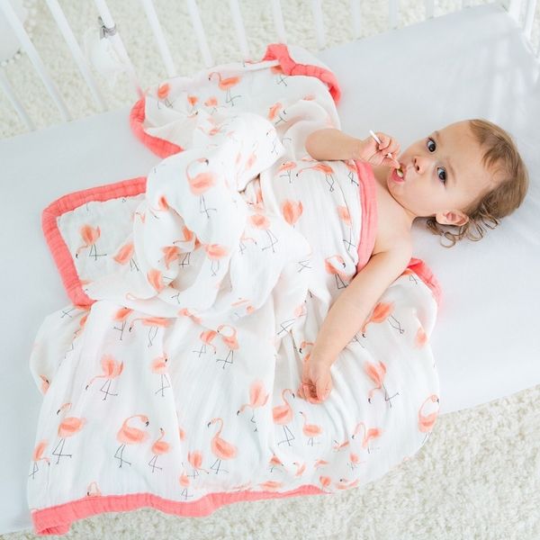 baby blanket bamboo muslin four layers cartoon newborn swaddling babies swaddle wrap super comfy kids bath towel infant bedding 1016